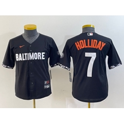 Youth Baltimore Orioles 7 Jackson Holliday Black 2023 City Connect Cool base jerseys