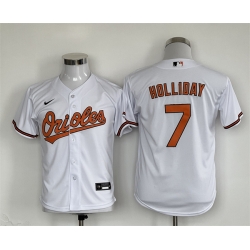 Youth Baltimore Orioles 7 Jackson Holliday White Stitched Baseball Jersey