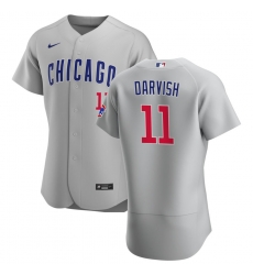 Men Chicago Cubs 11 Yu Darvish Men Nike Gray Road 2020 Flex Base Team Jersey