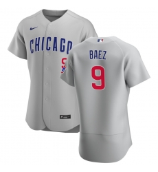 Men Chicago Cubs 9 Javier Baez Men Nike Gray Road 2020 Flex Base Team Jersey