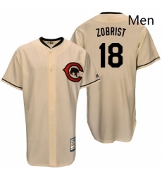 Mens Majestic Chicago Cubs 18 Ben Zobrist Authentic Cream Cooperstown Throwback MLB Jersey