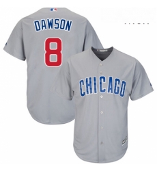 Mens Majestic Chicago Cubs 8 Andre Dawson Replica Grey Road Cool Base MLB Jersey