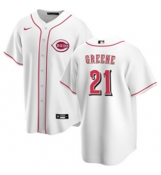 Men Cincinnati Reds 21 Hunter Greene White Cool Base Stitched Baseball Jersey