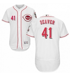 Mens Majestic Cincinnati Reds 41 Tom Seaver White Home Flex Base Authentic Collection MLB Jersey