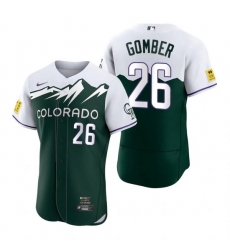 Men Nike Nike Colorado Rockies #26 Austin Gomber City Connect Stitched Flex Base Baseball Jersey