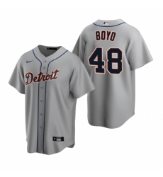 Mens Nike Detroit Tigers 48 Matthew Boyd Gray Road Stitched Baseball Jersey