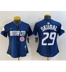 Women Detroit Tigers 29 Tarik Skubal 2024 Navy City Connect Cool Base Limited Stitched Baseball Jersey 3