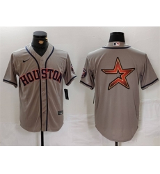 Men Houston Astros Gray Team Big Logo With Patch Cool Base Stitched Baseball Jersey 5