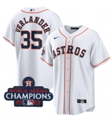 Men's Houston Astros #35 Justin Verlander White 2022 World Series Champions Home Stitched Baseball Jersey