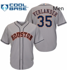 Mens Majestic Houston Astros 35 Justin Verlander Replica Grey Road Cool Base MLB Jersey 