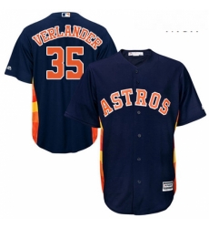 Mens Majestic Houston Astros 35 Justin Verlander Replica Navy Blue Alternate Cool Base MLB Jersey 