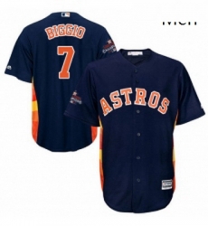 Mens Majestic Houston Astros 7 Craig Biggio Replica Navy Blue Alternate 2017 World Series Champions Cool Base MLB Jersey