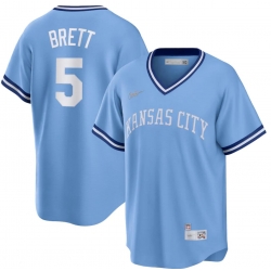 Men's Kansas City Royals George Brett #5 Nike Light Blue Road Cooperstown Collection Player Jersey