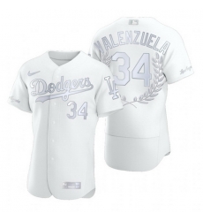 Dodgers 34 Fernando Valenzuela White Nike Flexbase Fashion Jersey