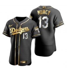 Men Los Angeles Dodgers 13 Max Muncy Black 2020 World Series Champions Gold Edition Jersey