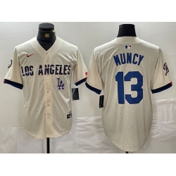 Men Los Angeles Dodgers 13 Max Muncy Cream Stitched Baseball Jersey 2