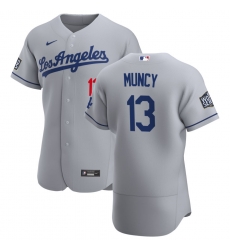 Men Los Angeles Dodgers 13 Max Muncy Men Nike Gray Road 2020 World Series Bound Flex Base Team MLB Jersey