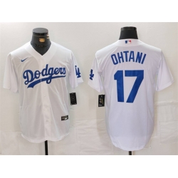 Men Los Angeles Dodgers 17 Shohei Ohtani White Stitched Baseball Jersey