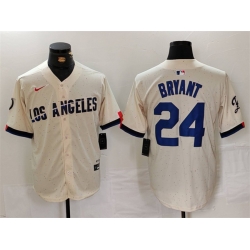 Men Los Angeles Dodgers 24 Kobe Bryant Cream Stitched Baseball Jersey