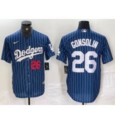 Men Los Angeles Dodgers 26 Tony Gonsolin Blue Cool Base Stitched Baseball Jersey 7