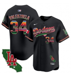 Men Los Angeles Dodgers 34 Fernando Valenzuela Black Mexico California Patch Vapor Premier Limited Stitched Baseball Jersey