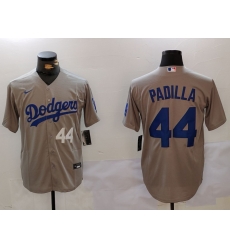 Men Los Angeles Dodgers 44 Vicente Padilla Grey Cool Base Stitched Baseball Jersey 8