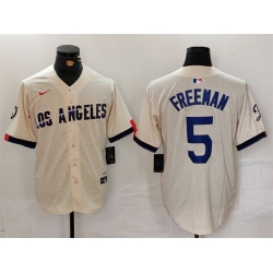 Men Los Angeles Dodgers 5 Freddie Freeman Cream Stitched Baseball Jersey
