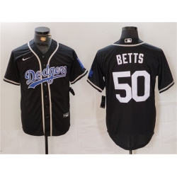 Men Los Angeles Dodgers 50 Mookie Betts Black Fashion Cool Base Stitched Baseball Jersey