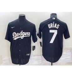 Men Los Angeles Dodgers 7 Julio Urias Black Cool Base Stitched Jerseyy