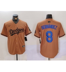 Men Los Angeles Dodgers 8 Kike Hernandez Brown Cool Base Stitched Baseball Jersey 7