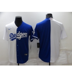 Men Los Angeles Dodgers Blank White Blue Split Cool Base Stitched Baseball Jerseys