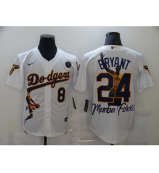 Men Los Angeles Dodgers Kobe Bryant 8 24 Mamba MLB Manba Black White Jersey