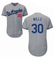 Mens Majestic Los Angeles Dodgers 30 Maury Wills Grey Flexbase Authentic Collection MLB Jersey