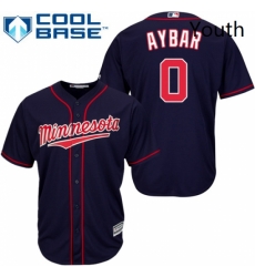 Youth Majestic Minnesota Twins 0 Erick Aybar Replica Navy Blue Alternate Road Cool Base MLB Jersey 