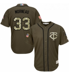 Youth Majestic Minnesota Twins 33 Justin Morneau Authentic Green Salute to Service MLB Jersey