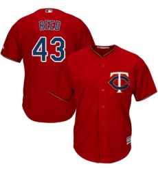 Youth Majestic Minnesota Twins 43 Addison Reed Authentic Scarlet Alternate Cool Base MLB Jersey 