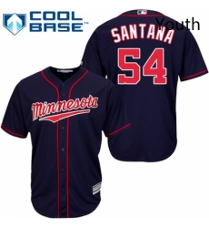 Youth Majestic Minnesota Twins 54 Ervin Santana Authentic Navy Blue Alternate Road Cool Base MLB Jersey