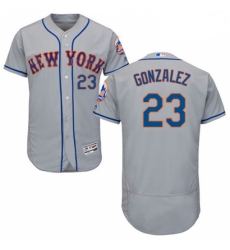 Mens Majestic New York Mets 23 Adrian Gonzalez Grey Road Flex Base Authentic Collection MLB Jersey