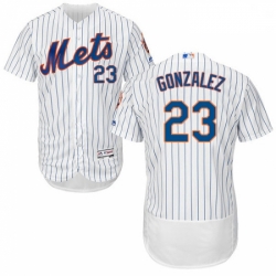 Mens Majestic New York Mets 23 Adrian Gonzalez White Home Flex Base Authentic Collection MLB Jersey