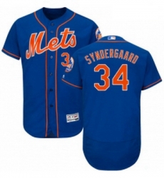 Mens Majestic New York Mets 34 Noah Syndergaard Royal Blue Alternate Flex Base Authentic Collection MLB Jersey