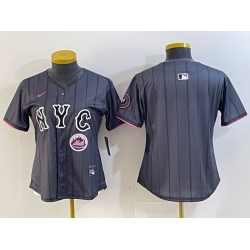 Women New York Mets Team Big Logo Graphite 2024 City Connect Limited Stitched Baseball Jersey 11