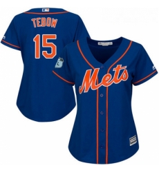 Womens Majestic New York Mets 15 Tim Tebow Authentic Royal Blue Alternate Home Cool Base MLB Jersey