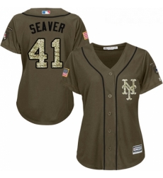 Womens Majestic New York Mets 41 Tom Seaver Authentic Green Salute to Service MLB Jersey