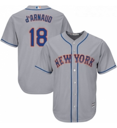 Youth Majestic New York Mets 18 Travis dArnaud Replica Grey Road Cool Base MLB Jersey