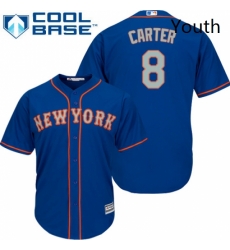 Youth Majestic New York Mets 8 Gary Carter Replica Royal Blue Alternate Road Cool Base MLB Jersey