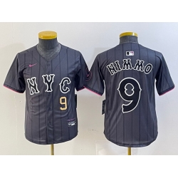 Youth New York Mets 9 Brandon Nimmo Graphite 2024 City Connect Limited Stitched Baseball Jersey 9