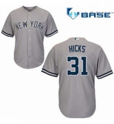 Youth Majestic New York Yankees 31 Aaron Hicks Authentic Grey Road MLB Jersey