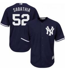 Youth Majestic New York Yankees 52 CC Sabathia Authentic Navy Blue Alternate MLB Jersey