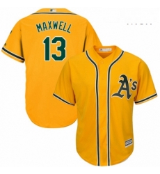 Mens Majestic Oakland Athletics 13 Bruce Maxwell Replica Gold Alternate 2 Cool Base MLB Jersey 