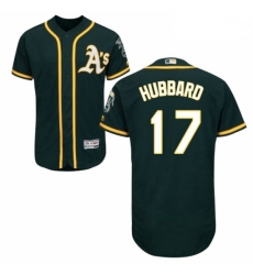 Mens Majestic Oakland Athletics 17 Glenn Hubbard Green Alternate Flex Base Authentic Collection MLB Jersey 